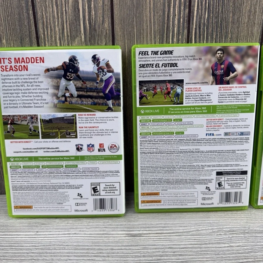 Xbox 360 Sports Game Bundle FIFA 15, NBA 2K16, Madden NFL 15 Tested Working
